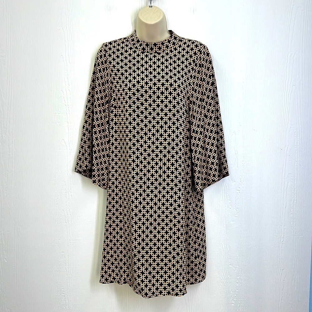 Richard Allan - H&M Short A Line Dress With Funky Pattern And 3/4 Sleeves Size 2